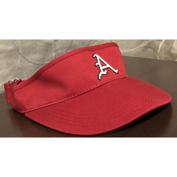 Arkansas Razorbacks Golf Visor Houndstooth Adjustable Back Red A Logo - Picture 2 of 8